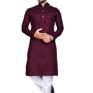 Men's Cotton Blend Zari Lining Kurta Pyjama Set