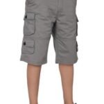 Men Pockets Grey Cotton Cargo Shorts