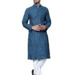 Men's Cotton Regular Textured Long Kurta Full Sleeves - Casual Ethnic Wear