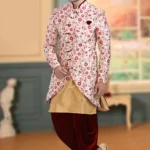 Plain Brocade Jodhpuri Suit in Off White